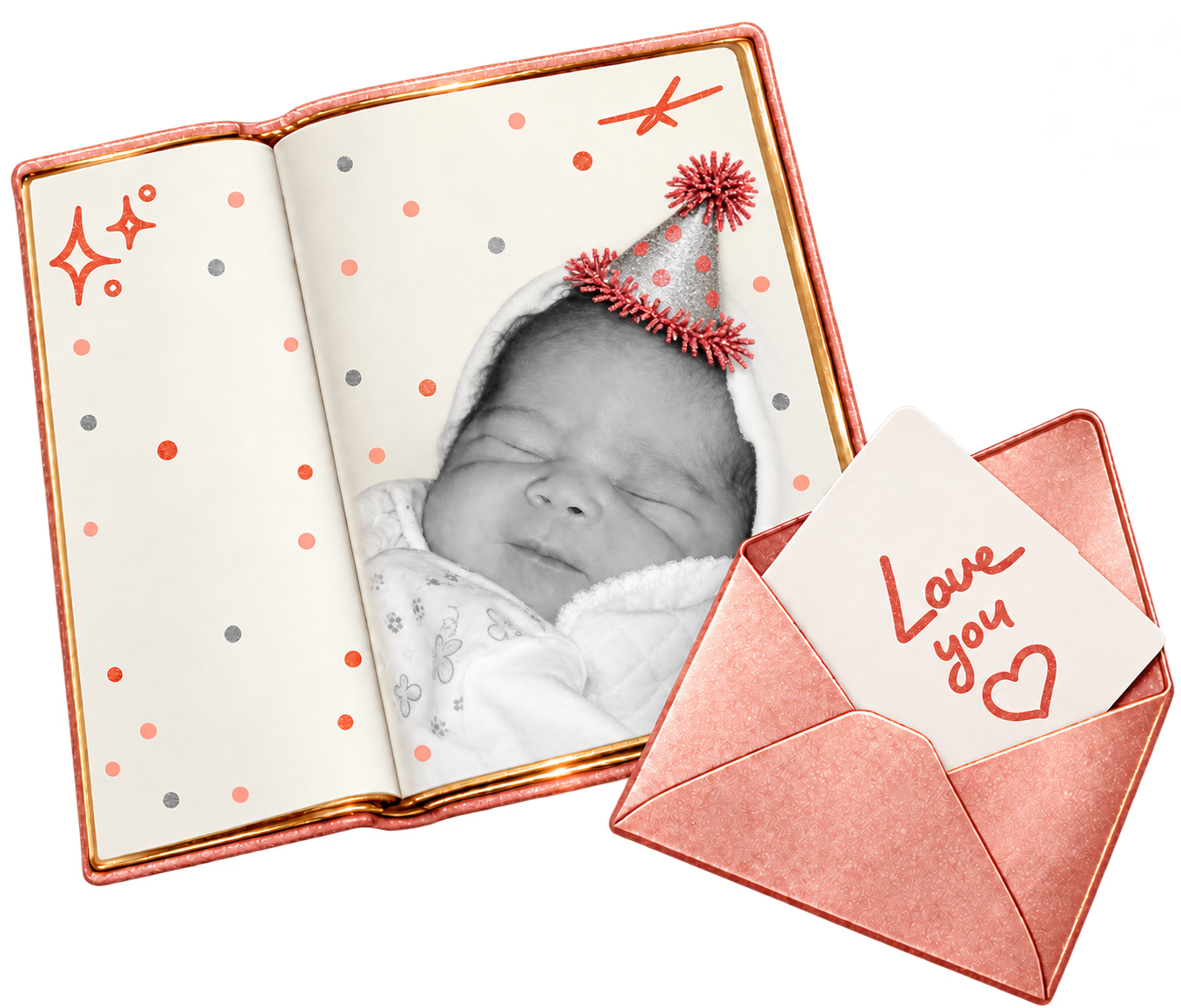 Libro con fotografía y sobre